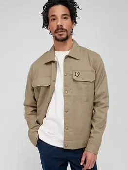 Image of Lyle & Scott Crest Weave Overshirt, Green, Size S, Men