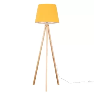 Image of Barbro Light Wood with XL Mustard Aspen Shade