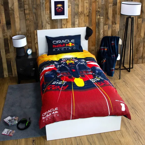 Image of Red Bull Speed Single Duvet Cover and Pillowcase Set Black