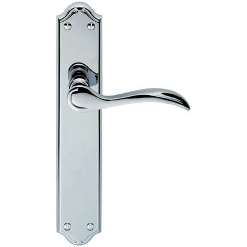 Image of Loops PAIR Curved Handle on Long Latch Backplate 245 x 45mm Polished Chrome Multi