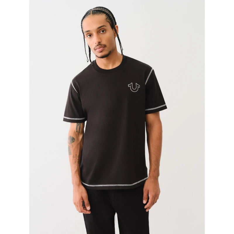 Image of True Religion Mens Regular Fit Stitch T-Shirt Black male L