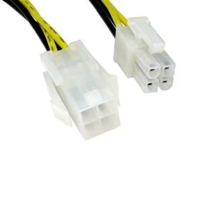 Image of 4-Pin ATX (M) to 4-Pin ATX (F) 0.28m Black and Yellow OEM Internal Extension Cable