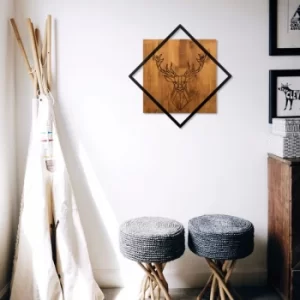 Image of Deer Walnut Black Decorative Wooden Wall Accessory