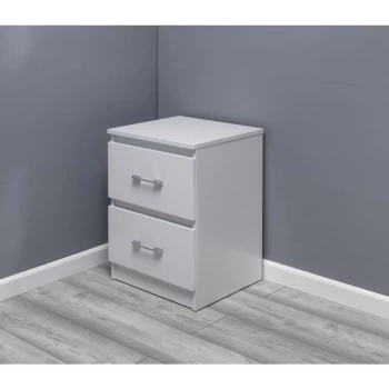 Image of Tromso 2 Drawer Bedside Cabinet Table Matt White - White