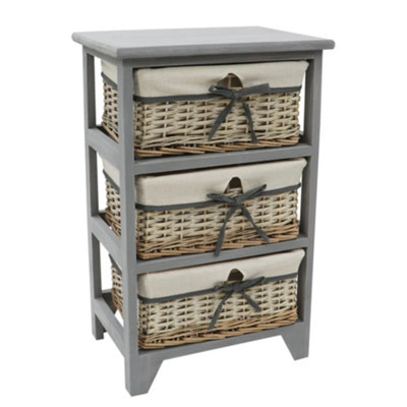 Image of JVL Sherborne 3 Drawer Storage Unit - Grey Grey