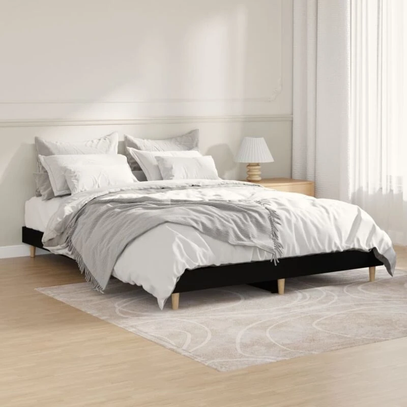 Image of VIDAXL Bed Frame without Mattress Black 140x190cm Engineered Wood Vidaxl 8720845795559