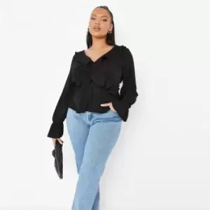 Image of Missguided Tiger Ruched Front Midaxi - Black