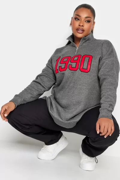 Image of Yours Yours 1960 Zip Neck Grey, Size 18, Women