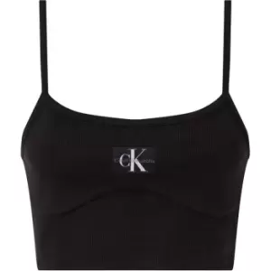 Image of Calvin Klein Jeans Badge Rib Bralette Top - Black
