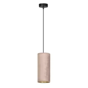 Image of Bente Black Slim Pendant Ceiling Light with Pink Fabric Shades, 1x E14