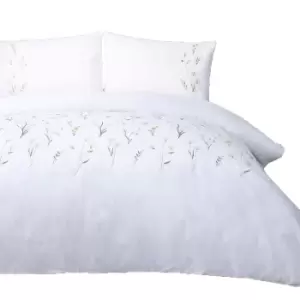 Image of Belledorm Imogen Duvet Cover Set (Single) (White/Saffron)