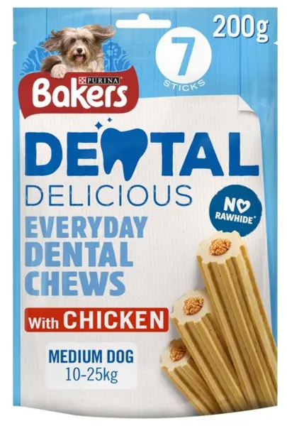Image of Purina Bakers Dental Delicious Medium Chicken Dog Chews 200g