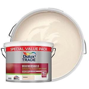 Image of Dulux Trade Weathershield Smooth Masonry Paint - Magnolia 7.5L