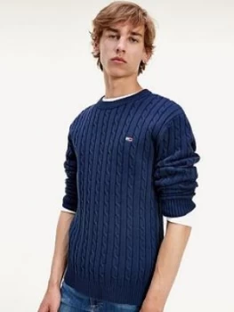 Image of Tommy Jeans Tjm Essential Cable Sweater - Navy