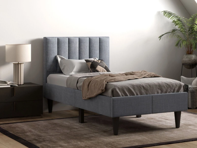Image of Flair Riverside Fabric Bed in Grey Size: Double Grey Unisex Double