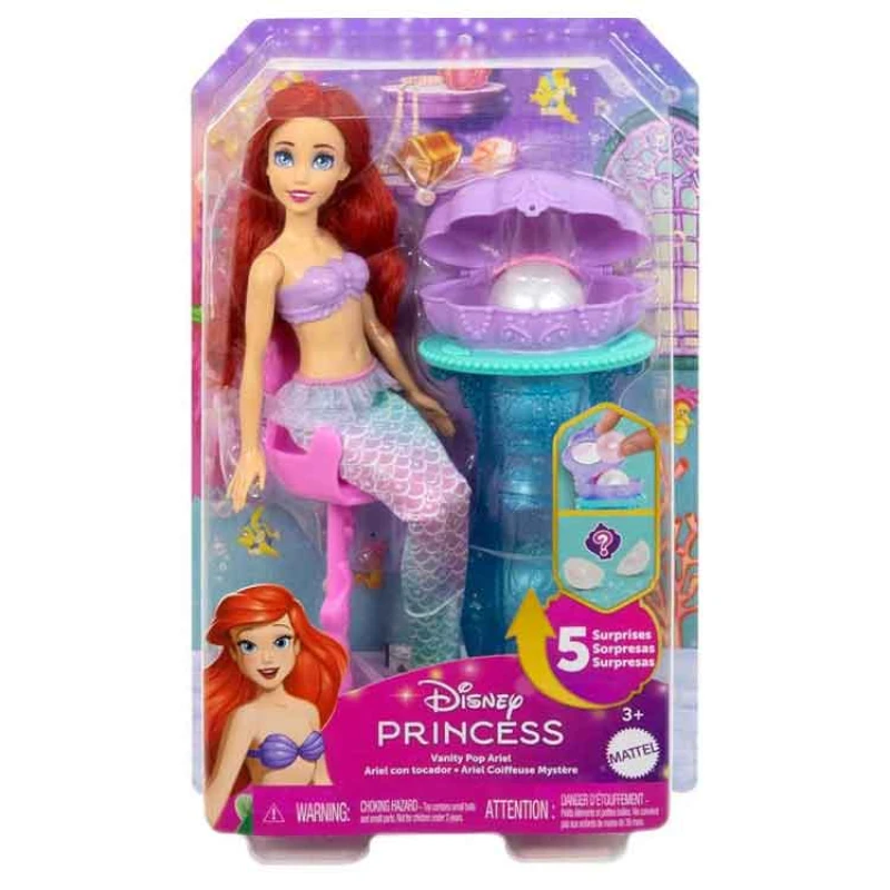 Image of Disney Princess Ariel Vanity Pop Mermaid Fashion Doll & Vanity With 5 Pop-Up Surprises One Colour WAXX3 Unisex