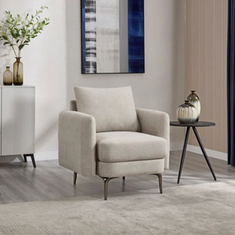 Image of More4Homes Sofia 1 Seater Fabric Sofa Beige