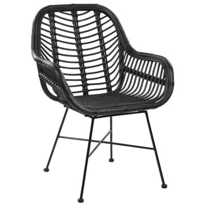 Image of Beliani Dining Chair Canora Rattan Black