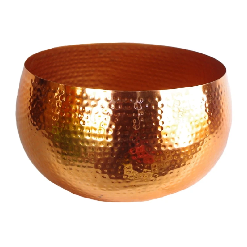 Image of Leaf XL Metal Bowl Planter 32 x 20cm Hammered Copper Colour - Straight Edge Size: 32 x 20cm Copper Unisex 32 x 20 cm