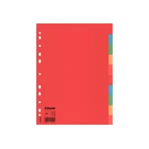 Image of Esselte Cardboard Divider A4 10 Tabs Multicolour - Outer carton of 10