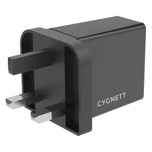 Image of Cygnett CY3107POPLU PowerPlus 18W Total Charger + USB-C to USB-C cable - UK Plug Black