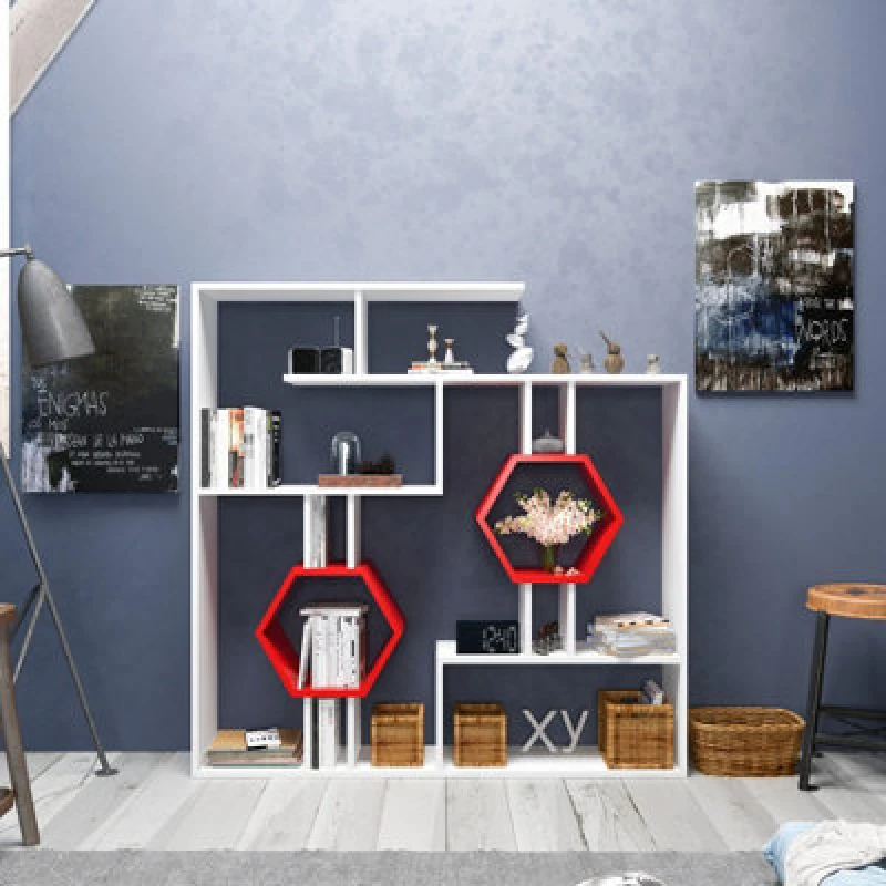 Image of Decorotika Tamara Bookcase White Red