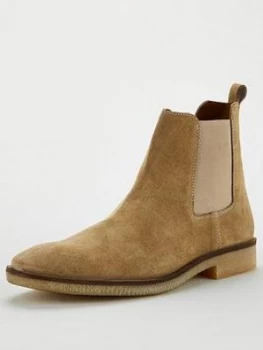 Image of OFFICE Buster Suede Chelsea Boots - Beige, Size 9, Men