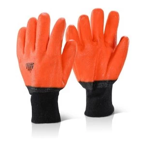 Image of Click2000 PVC Freezer Glove Lined Orange Ref PVCFG Pack 10 Up to 3 Day