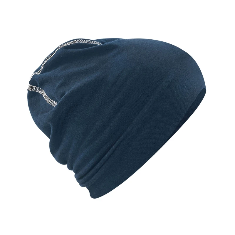 Image of Beechfield Beechfield Hemsedal Cotton Beanie in Mid Navy Mid Navy One Size Unisex 5063470793952