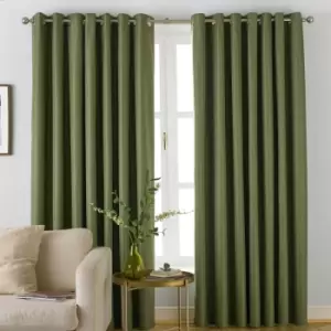 Image of Furn. Moon Herringbone Blackout Ringtop Eyelet Curtains (pair) Polyester Khaki (168X183Cm)