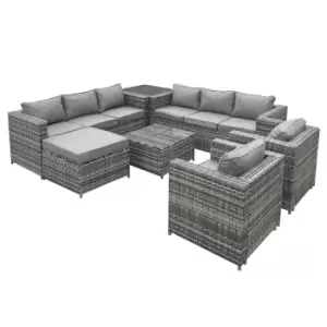Image of Oseasons Malta Rattan 9 Seat U-shape Set In Walnut Grey