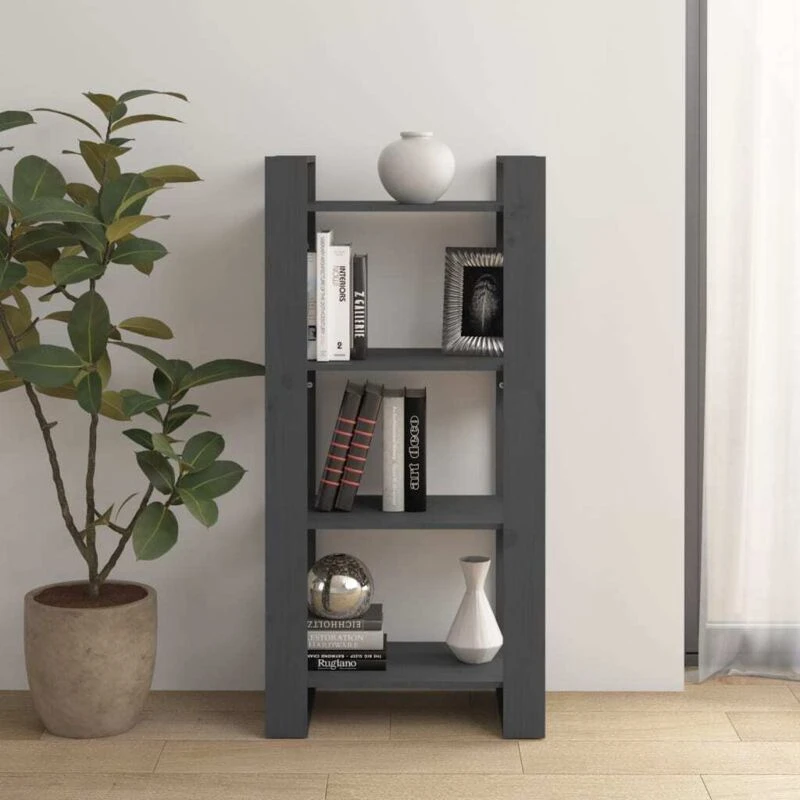 Image of VIDAXL Vidaxl - Book Cabinet/Room Divider Grey 60x35x125cm Solid Wood 8720286905241