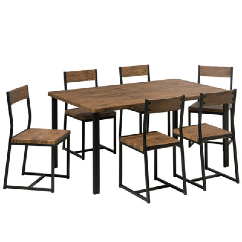 Image of Beliani Dining Set Laredo Dark Brown 6 Seater