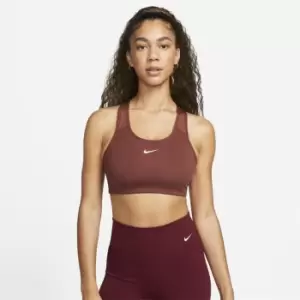 Image of Nike Swoosh Womens Medium-Support 1 Piece Pad Sports Bra - Brown