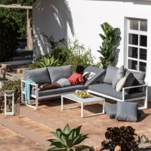 Image of Harbour Lifestyle Havana Aluminium Corner Group With Reclining Feature & Coffee Table - White