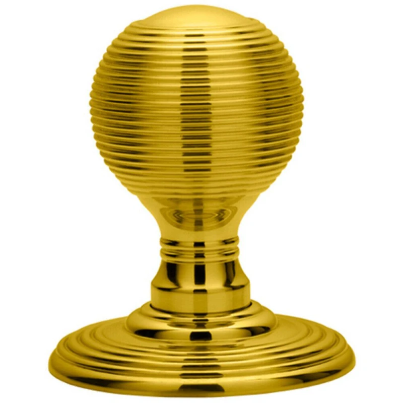 Image of Loops PAIR Round Textured Mortice Door Knob 50mm Diameter Brass Beehive Handle Metallics unisex