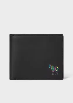 Image of Ps Paul Smith Black 'Zebra' Leather Billfold And Coin Wallet