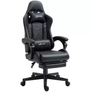 Image of Vinsetto Racing Gaming Chair with Swivel Wheel, Footrest, Faux Leather Recliner Gamer Desk for Home Office, Black