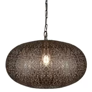 Image of Searchlight Fretwork - 1 Light Moroccan Spherical Ceiling Antique Copper, E27
