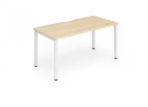 Image of Single White Frame Bench Desk 1400 Maple