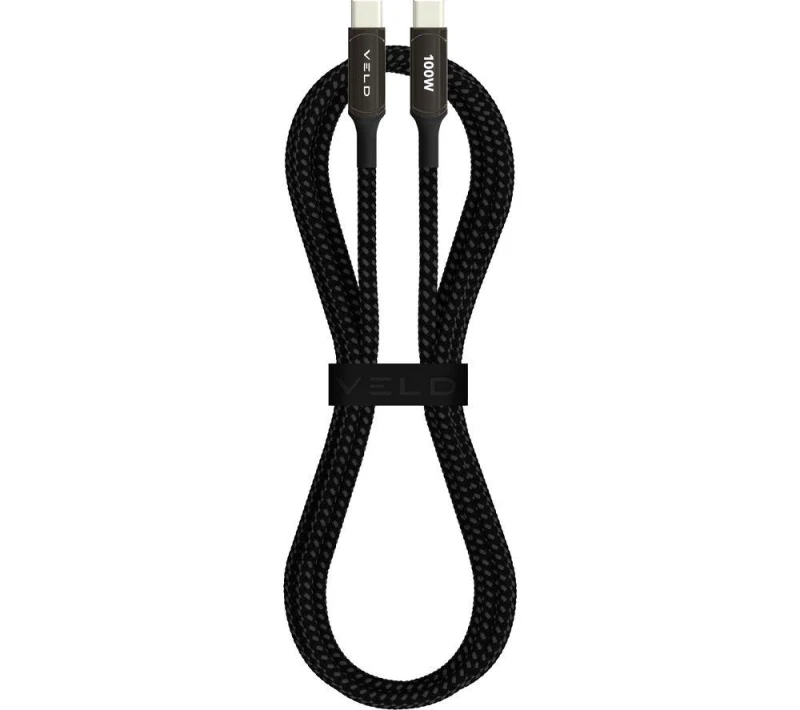 Image of VELD VCC2E Braided Super Fast USB Type-C Cable - 2 m, Black 5014117979680