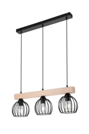 Image of Sienna Bar Pendant Ceiling Light Black, 3x E27