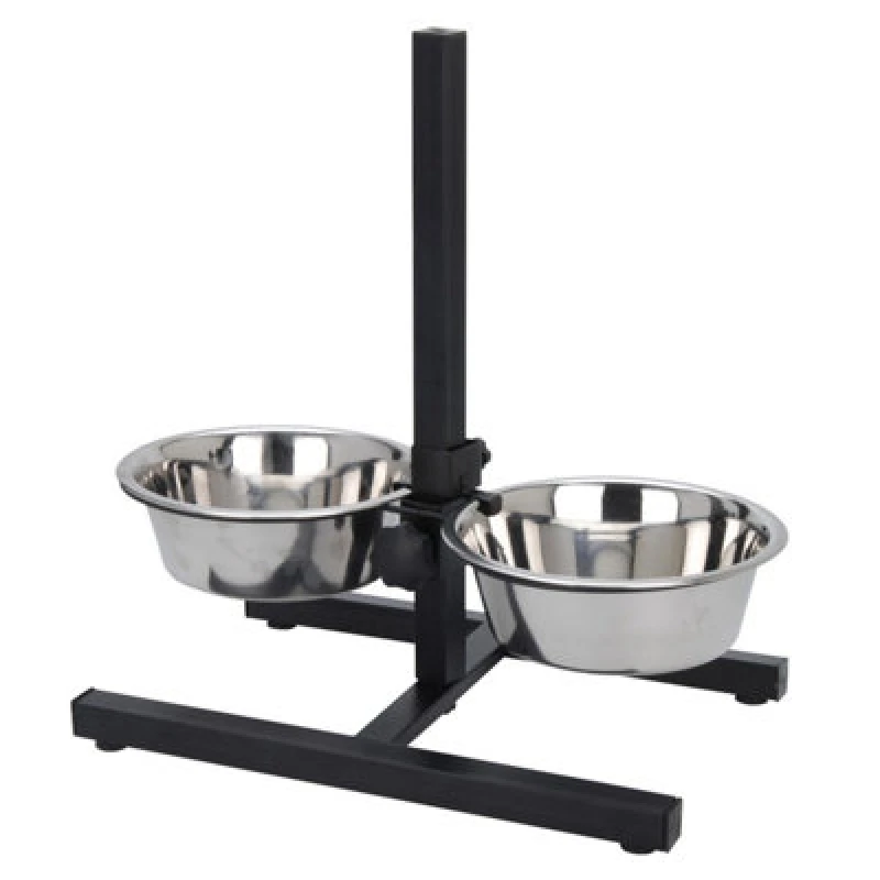Image of idooka 2 Dog Bowls Stainless Steel Adjustable Black unisex