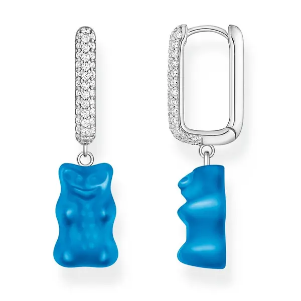 Image of Thomas Sabo Sterling Silver HARIBO Blue Glass Zirconia Single Hoop Ear