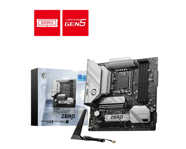 Image of MSI B760M PROJECT ZERO Intel LGA 1700 Back-Connect WIFI 6E MicroATX Motherboard