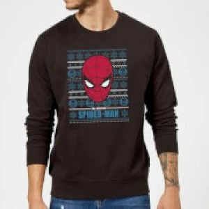 Image of Marvel Comics The Amazing Spider-Man Face Black Christmas Sweatshirt - M - Black