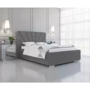 Image of Khuduro Upholstered Beds - Plush Velvet, Small Double Size Frame, Grey - Grey