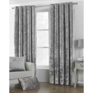 Image of Riva Home Verona Velvet Style Eyelet Curtains (66 x 72 in(168 x 183cm)) (Silver)