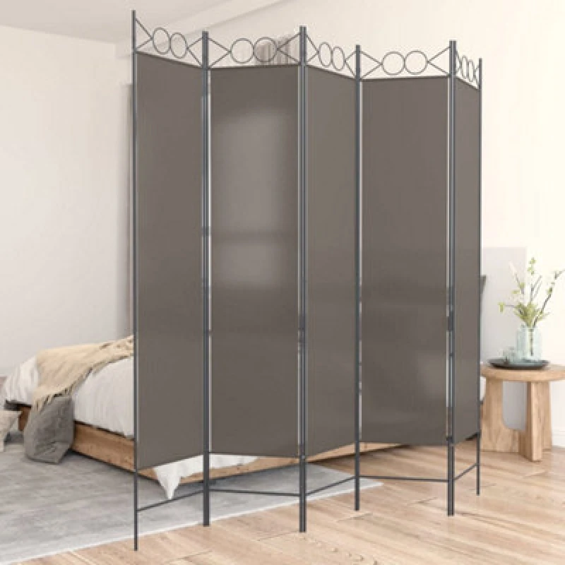 Image of Vidaxl 5-panel Room Divider Anthracite 200X200 Cm Fabric 350156