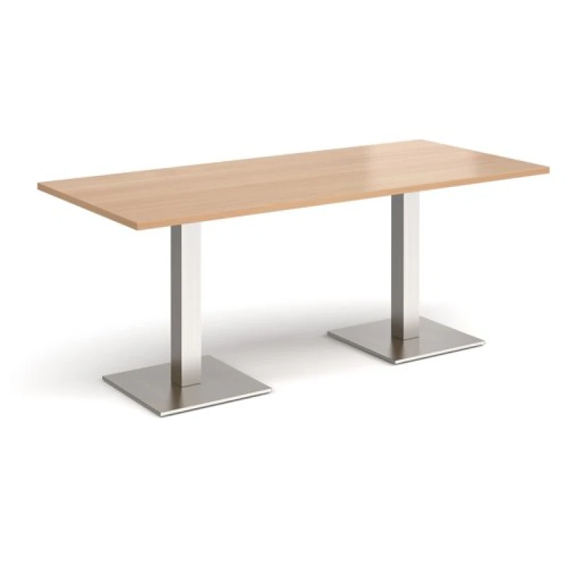 Image of Brescia Brescia rectangular dining table with flat square brushed steel bases 1800mm x 800mm - beech Beech BDR1800-BS-B